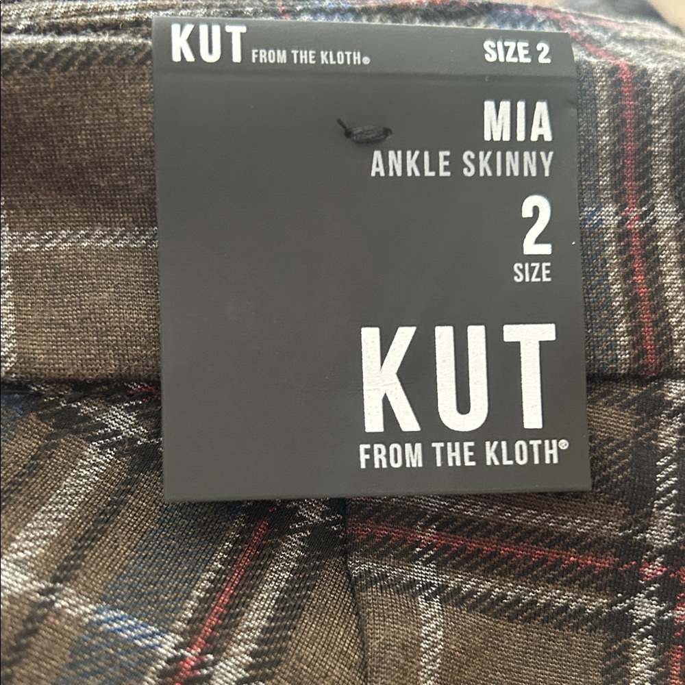 New! Kut from the Kloth Mia High-Rise Skinny Ankle Plaid Ponte Pants - Picture 6 of 10